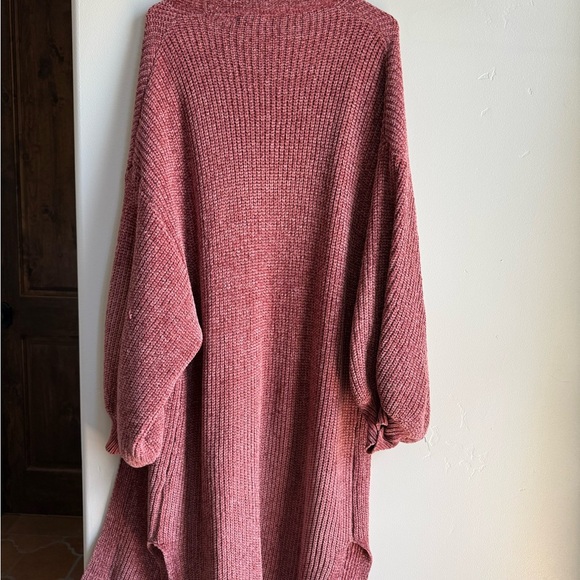 Lulus Cozy Chunky Knit Pink Duster Cardigan S/M Oversized Soft Girl Layering - Picture 4 of 4
